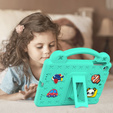 Παιδική θήκη για iPad mini 7.9" 2019/2015/2014/2013/2012 (5/4/3/2/1 gen.), Cute Patterns, με βάση, πράσινη