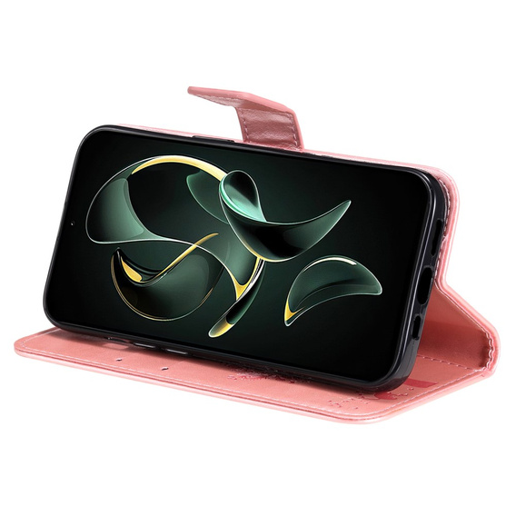 Θήκη με πτερύγιο για Xiaomi 13T / 13T Pro, δέντρο, ροζ rose gold