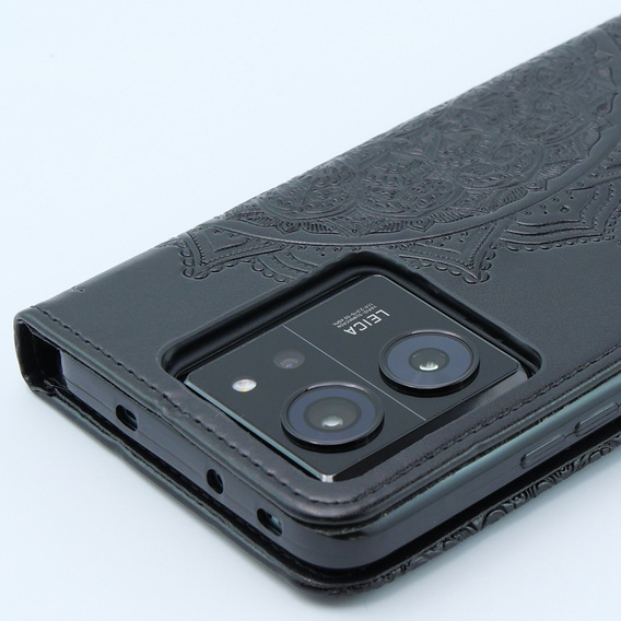 Θήκη με πτερύγιο για Xiaomi 13T / 13T Pro, Mandala, μαύρη