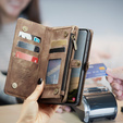 CASEME θήκη για Samsung Galaxy A56 5G, Retro Leather Wallet, με λουράκι, καφέ