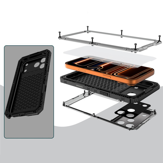 Αδιάβροχη θήκη IP68 για iPhone 17 Pro Max, ασημί