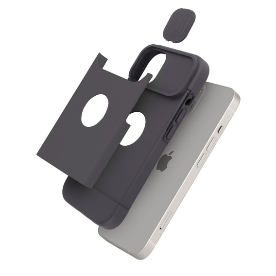 Θήκη ERBORD MagSafe Cam Slider, μαύρη + γυαλί για την οθόνη για iPhone 13 / iPhone 14