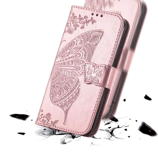 Θήκη με πτερύγιο για Xiaomi Redmi A5, Butterfly, ροζ rose gold