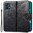 Θήκη με πτερύγιο για Motorola Moto G84, Butterfly, μαύρη