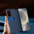 Αναδιπλούμενη θήκη για Samsung Galaxy S24 FE, Smart View Wallet, σκούρο μπλε