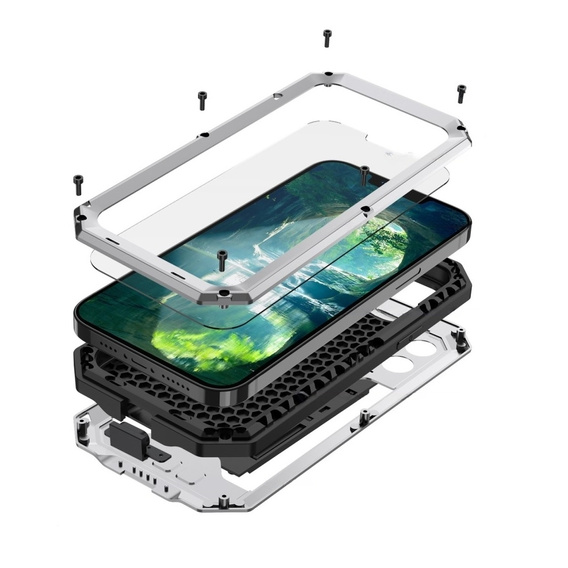 Θήκη για iPhone 13 Pro, R-JUST CamShield Slide, θωρακισμένη, ασημένια / μαύρη