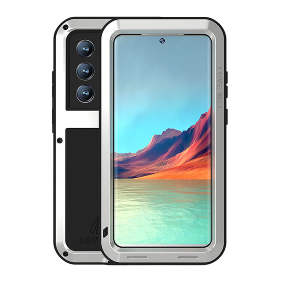Love Mei Θήκη για Samsung Galaxy S22 Ultra, armored without glass, ασημένια