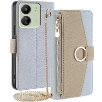 θήκη Wallet Zipper Pocket flip για το Xiaomi Redmi 13C / Poco C65, Wallet Zipper Pocket, με καθρέφτη, μπλε