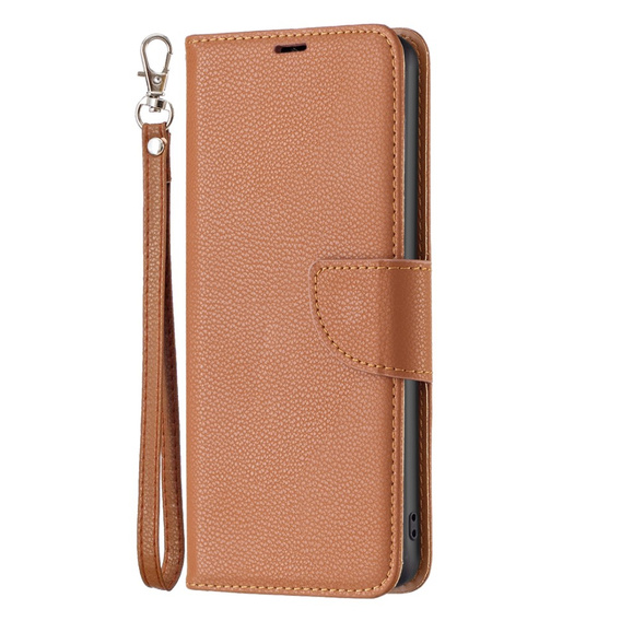 Θήκη με πτερύγιο για Samsung Galaxy A25 5G, Wallet Litchi Leather, καφέ + γυαλί 9H 