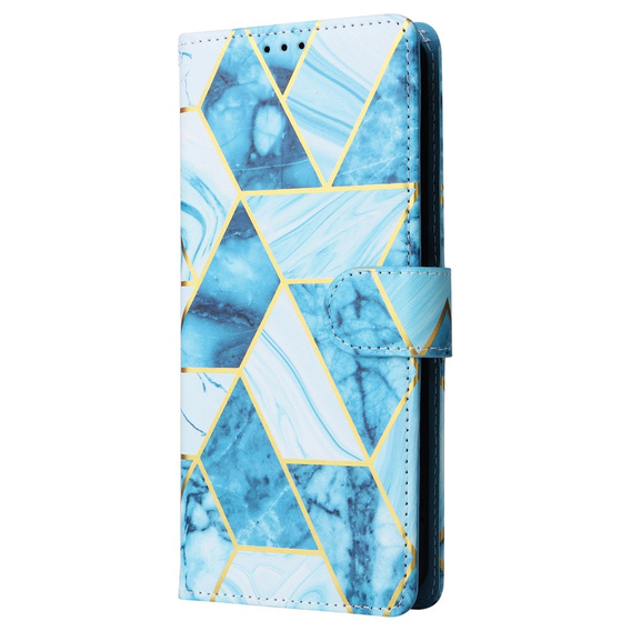 Θήκη με πτερύγιο για Xiaomi Redmi Note 13 Pro 4G / Xiaomi Redmi Note 14S / Xiaomi Poco M6 Pro 4G, Wallet, Marble μπλε