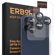 2x ERBORD OPTIK Pro μετριασμένο γυαλί για κάμερα iPhone 16 Pro/16 Pro Max / 15 Pro/15 Pro Max/14 Pro/14 Pro Max, μπλε τιτανίου
