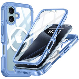 Θήκη για iPhone 16, Shockproof, με γυαλί, για MagSafe, μπλε