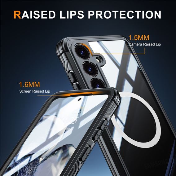 Θήκη για Samsung Galaxy S25 FE, Shockproof, με γυαλί, για MagSafe, μαύρη