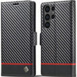Θήκη με πτερύγιο για Samsung Galaxy S23 Ultra, Carbon LC.IMEEKE, μαύρη