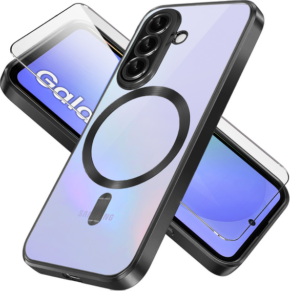 Θήκη για Samsung Galaxy A36, Electro MagSafe, μαύρη + Γυαλί για την οθόνη