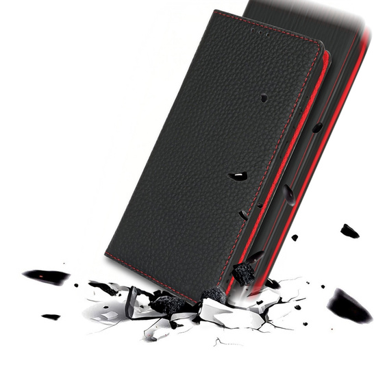 Θήκη με πτερύγιο για Samsung Galaxy S25 Edge, Litchi Skin Grain, μαύρη