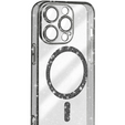 Θήκη για iPhone 16 Pro, ERBORD Glitter MagSafe, μαύρη + Γυαλί οθόνης