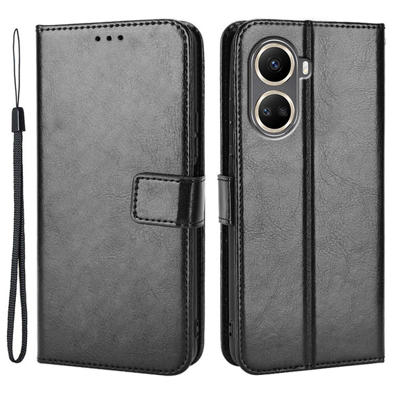 Θήκη με πτερύγιο για Huawei Nova 10 SE, Crazy Horse Wallet, μαύρη