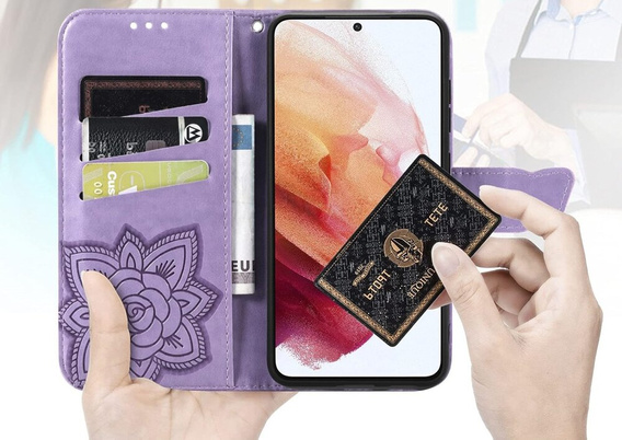 Θήκη με πτερύγιο για Motorola Edge 50 Pro, Butterfly, μωβ