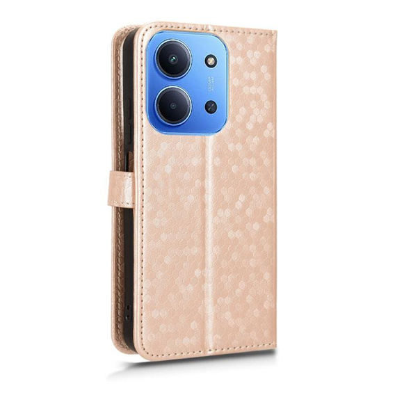 θήκη πτερύγιο για Xiaomi Redmi 15C 4G/LTE, Wallet Rhombus, χρυσή