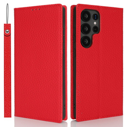 Θήκη με πτερύγιο για Samsung Galaxy S25 Ultra, Litchi Skin Grain, κόκκινη