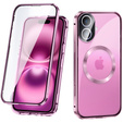 Μαγνητική θήκη MagSafe Dual Glass για iPhone 16, ροζ rose gold