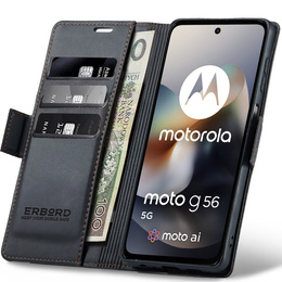 ERBORD Γυαλιστερό πορτοφόλι Litchi με πτερύγιο για Motorola Moto G56 5G