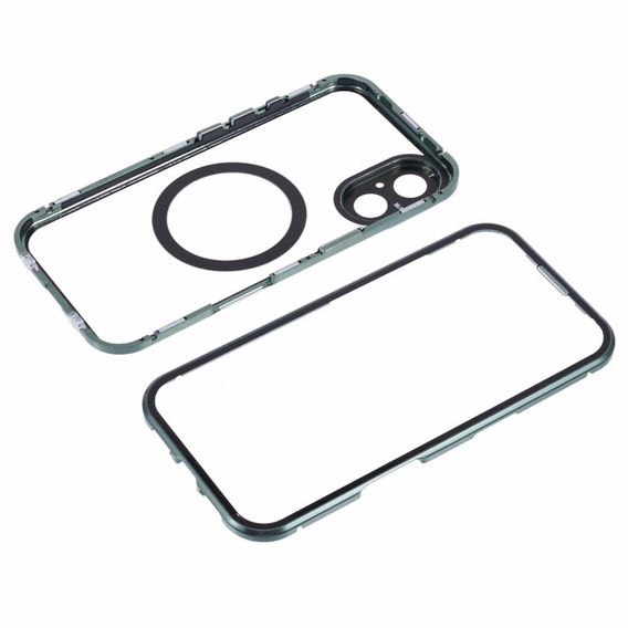 Μαγνητική θήκη MagSafe Dual Glass για iPhone 16, πράσινη