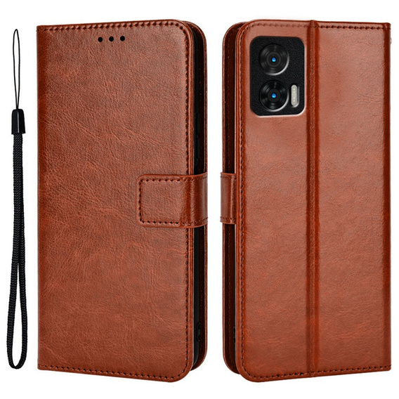 Θήκη με πτερύγιο για Motorola Edge 30 Neo 5G, Crazy Horse Wallet, καφέ