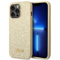 GUESS Θήκη για iPhone 14 Pro, Glitter Script Hardcase, χρυσή