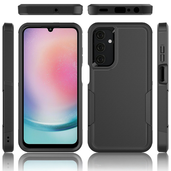 Θωρακισμένη θήκη για Samsung Galaxy A25, διπλής στρώσης, μαύρη + γυαλί 9H