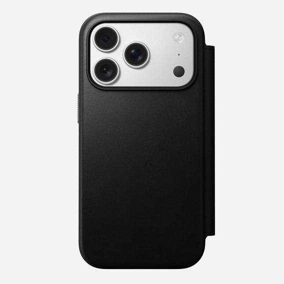 Θήκη Nomad για iPhone 17 Pro, Μοντέρνα δερμάτινη θήκη Folio, μαύρο