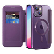 Θήκη με πτερύγιο για iPhone 15, RFID Wallet MagSafe CamShield, μωβ