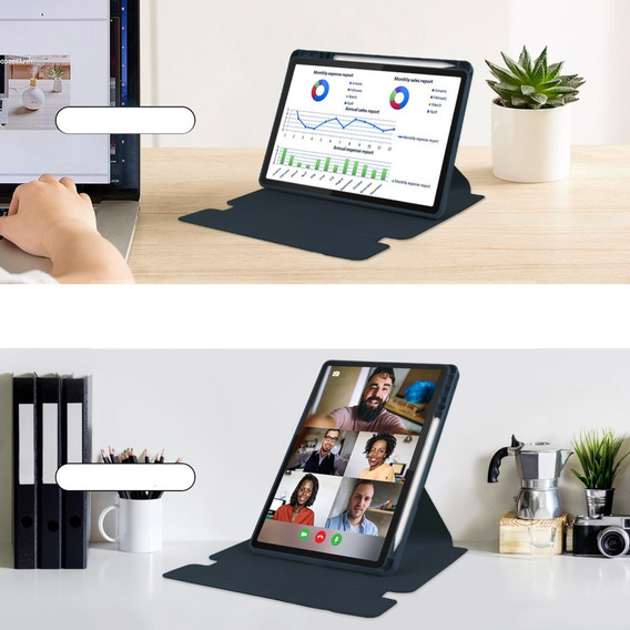 Θήκη πληκτρολογίου για Lenovo Tab M11, Rotary 360° Leather, σκούρο μπλε