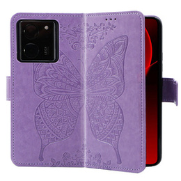 Θήκη με πτερύγιο για Xiaomi 13T / 13T Pro, Butterfly, μωβ
