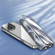 θήκη για το iPhone 16 Pro, Magnetic Dual Glass, ασημένια
