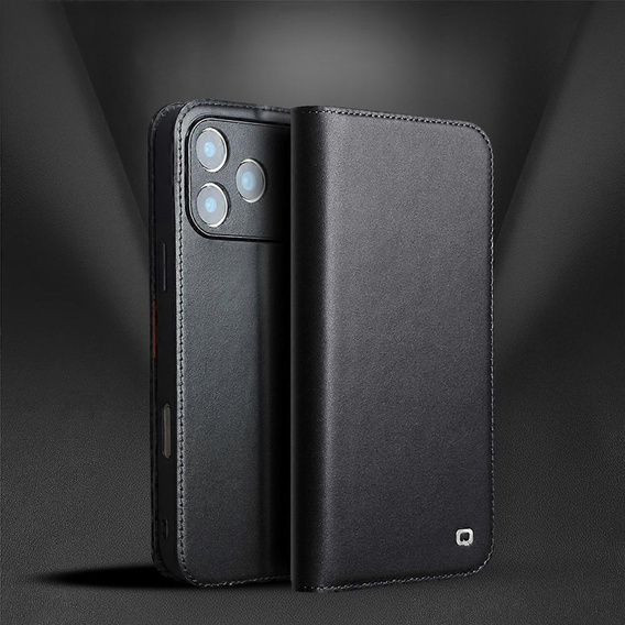 QIALINO δερμάτινη θήκη πορτοφόλι για iPhone 17 Pro Max - μαύρο