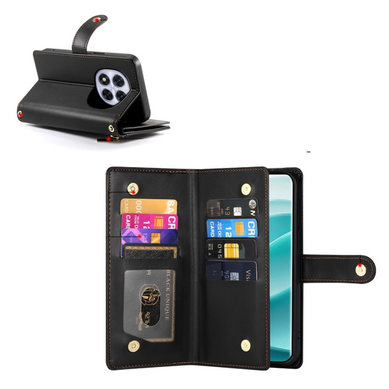 Θήκη με πτερύγιο για Xiaomi Redmi Note 14 Pro 5G / Poco X7 5G, Wallet Zipper Pocket, μαύρη