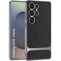 Θήκη για Samsung Galaxy S25 Ultra, GKK Woven Leather, μαύρη