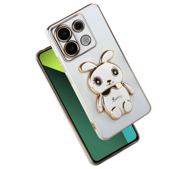 Θήκη για Xiaomi Redmi Note 13 Pro 5G, Rabbit, λευκή + μετριασμένο γυαλί 9H