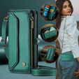 θήκη CASEME για Samsung Galaxy S24 FE, RFID Leather Wallet, με λουράκι ώμου, πράσινη