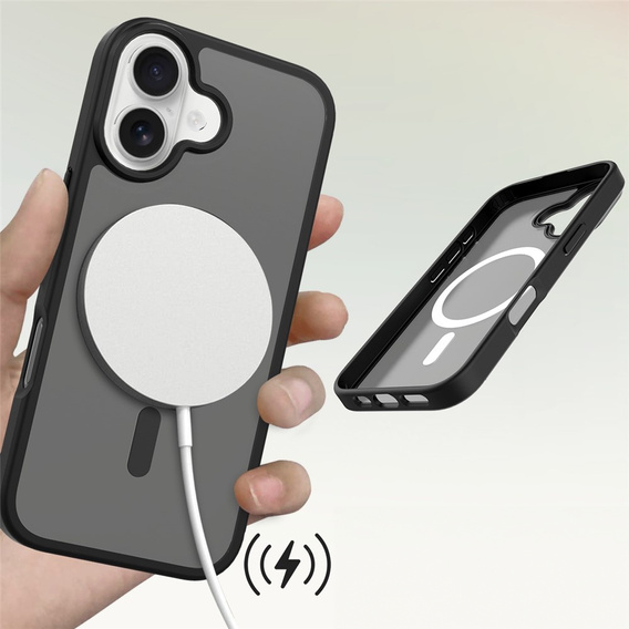 Θήκη Matt για iPhone 17, για MagSafe, ημιδιαφανές μαύρο