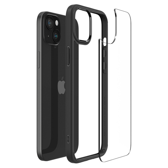 θήκη Spigen για iPhone 15, Ultra Hybrid, μαύρη + μετριασμένο γυαλί 9H