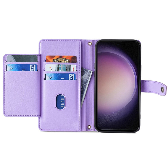 Θήκη με πτερύγιο για Samsung Galaxy A54 5G, Wallet Zipper Pocket, μωβ