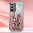 Θήκη για Samsung Galaxy A54 5G, Glitter Rabbit, με συρόμενη βάση στήριξης, ροζ