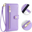 Θήκη με πτερύγιο για iPhone 16E, Wallet Zipper Pocket, μωβ