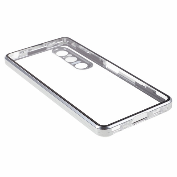 θήκη για το Sony Xperia 1 V, Magnetic Dual Glass, ασημένια