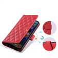 θήκη πτερύγιο για iPhone 16 Plus, Rhombus Crossbody Leather, κόκκινη