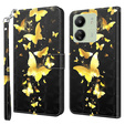 Θήκη με πτερύγιο για Xiaomi Redmi 13C / Poco C65, Wallet, Butterflies χρυσή