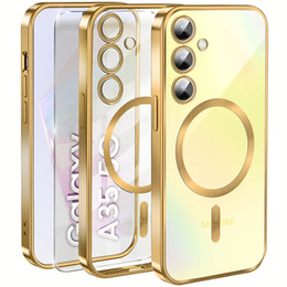 Θήκη για Samsung Galaxy A35 5G, Electro MagSafe, χρυσή + Γυαλί για την οθόνη